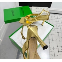 Best Grade Bottega Veneta Riva Strap Sandals 9cm in Lambskin Leather Gold 1027154