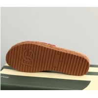 Cheap Price Dolce & Gabbana Espadrille Flat Sliders Sandal in Majolica Embroidery Pink 0825136