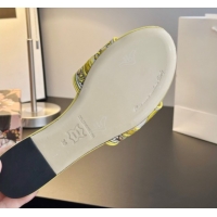 Good Product Dolce & Gabbana Flat Sliders Sandal in Majolica Embroidery Yellow 0825138