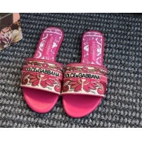 Sophisticated Dolce & Gabbana Flat Sliders Sandal in Majolica Embroidery Pink 0825139