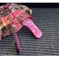 Sophisticated Dolce & Gabbana Flat Sliders Sandal in Majolica Embroidery Pink 0825139