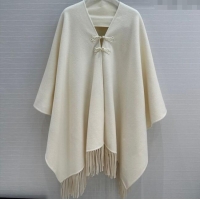 Discount Dior Wool Cashmere Cape with Tassel 78x140cm 1015 White 2025