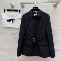 Hot Sell Cheap Dior Belted Jacket DR101507 Black 2025