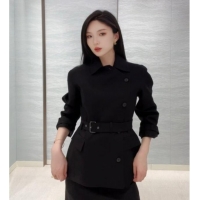 Hot Sell Cheap Dior Belted Jacket DR101507 Black 2025