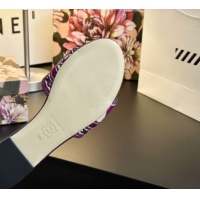 Hot Style Dolce & Gabbana Flat Sliders Sandal in Majolica Embroidery Purple 0825141