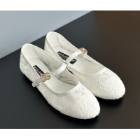 Duplicate Dolce & Gabbana Lace Ballet Flats White 0825142