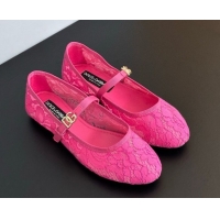 Top Grade Dolce & Gabbana Lace Ballet Flats Dark Pink 0825144