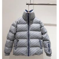 Luxury Cheap Fashion Discount Dior Oblique Down Jacket 1015 Blue 2025