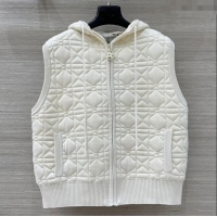 Luxury Cheap Dior Cannage Wool Silk Vest 1015 White 2025
