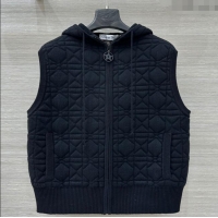 Super Quality Dior Cannage Wool Silk Vest 1015 Black 2025