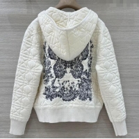 Grade Quality Dior Cannage Wool Hoodie Jacket with Embroidery 1015 White 2025