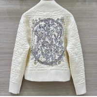 Low Cost Dior Cannage Wool Silk Jacket with Embroidery 1015 White 2025