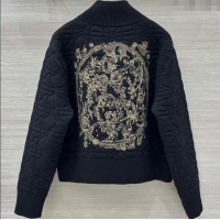 Pretty Style Dior Cannage Wool Silk Jacket with Embroidery 1015 Black 2025