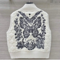Most Popular Dior Cannage Wool Silk Vest with Embroidery 1014 White 2025