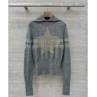Well Crafted Dior Wool Cashmere Top with Star DR110684 Grey 2025
