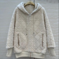 Top Design Dior Cashmere and Lambskin Leather Reversible Jacket DR110501 White 2025