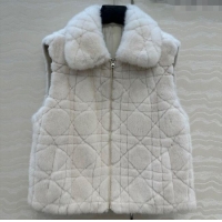 Famous Brand Dior Mink Fur and Sheepskin Leather Vest DR110503 White 2025