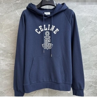 Famous Brand Celine Anchor 70's Hoodie in cotton Fleece C1622 Blue 2025