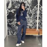 Famous Brand Celine Anchor 70's Hoodie in cotton Fleece C1622 Blue 2025