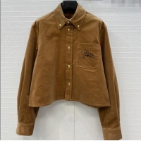 Buy Cheapest Celine Corduroy Jacket 0919 Brown 2025