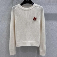 Grade Quality Celine Cashmere Sweater with Pin Logo CE110507 White 2025