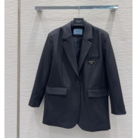 Well Crafted Prada Jacket with Belt P73015 Black 2025