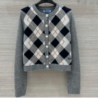 Good Taste Prada Plaid Cardigan 0814 Grey 2025