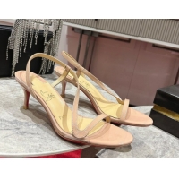 Classic Hot Christian Louboutin Rosalie Heel Sandals 6.5cm in Patent Leather Nude 0827059
