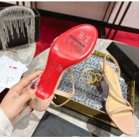 Pretty Style Christian Louboutin Rosalie Heel Sandals 6.5cm in Calf Leather Nude 0827061
