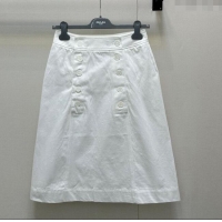Top Grade Prada Cotton Skirt 0812 White 2025