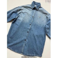 Super Quality Prada Long Denim Jacket 0815 Blue 2025