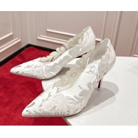 Stylish Christian Louboutin Cutout Leather Pumps 8.5cm White 2025 CL103001