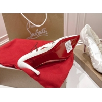 Stylish Christian Louboutin Cutout Leather Pumps 8.5cm White 2025 CL103001