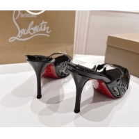 Sumptuous Christian Louboutin Cutout Leather Heel Slides Sandal 8.5cm Black 2025 CL103001 02