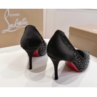 Grade Quality Christian Louboutin Miss Z Sparkling Pumps 8.5cm in Mesh and Strass Black 1030114