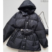 Top Quality Prada Long Down Jacket PR090406 Black 2025