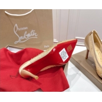 Luxury Christian Louboutin Miss Z Sparkling Pumps 8.5cm in Mesh and Strass Beige 1030115