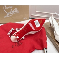 Sophisticated Christian Louboutin Miss Z Slingback Sparkling Pump 8.5cm in Mesh and Strass White 1030119