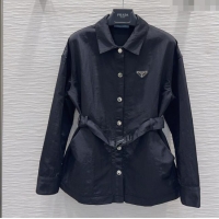 Super Quality Prada Jacket with Belt PR090409 Black 2025