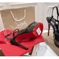 Best Grade Christian Louboutin Jenlove Alta Platform Sandals 15cm in Patent Leather Black 1030125