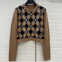 Fashion Discount Prada Cashmere Plaid Sweater PR090426 Brown 2025