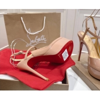 Low Price Christian Louboutin Jenlove Alta Platform Sandals 15cm in Patent Leather Nude 1030126