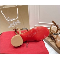 Hot Style Christian Louboutin Pyrasand Heel Sandals 5.5cm in Waxed Leather with Spike Studs Brown 1030128