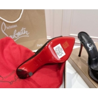 Good Looking Christian Louboutin Miss Z Heel Slides Sandal 10cm in Patent Leather Black 1030134