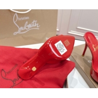 Buy Luxury Christian Louboutin Miss Z Heel Slides Sandal 10cm in Patent Leather Red 1030135