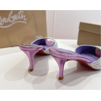 Best Price Christian Louboutin Me Dolly Strass Heel Slides Sandal 5.5cm Purple 1030137