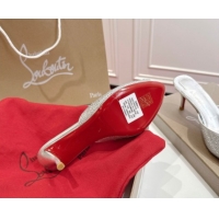 Buy Discount Christian Louboutin Me Dolly Strass Heel Slides Sandal 5.5cm Silver 1030138