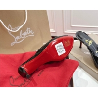 Luxury Christian Louboutin Me Dolly Heel Slides Sandal 5.5cm in Patent Leather Black 1030141