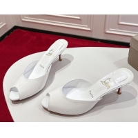 Top Grade Christian Louboutin Me Dolly Heel Slides Sandal 5.5cm in Patent Leather White 1030142