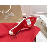 Top Grade Christian Louboutin Me Dolly Heel Slides Sandal 5.5cm in Patent Leather White 1030142